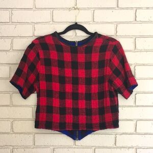 rag & bone Red and Black Plaid Top